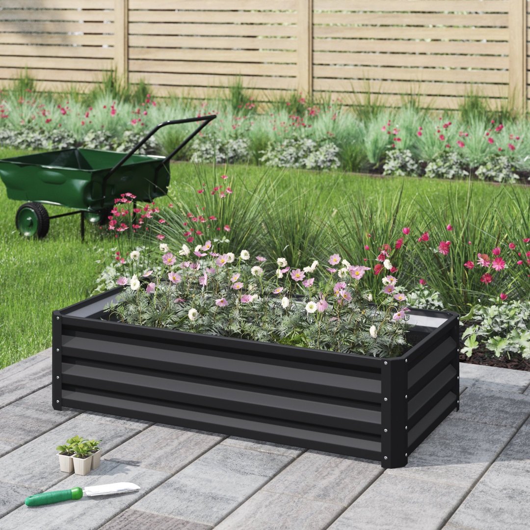 Evelin Galvanized Raised Garden Bed, Metal Planter Box, for Growing Vegetables, Flowers, Herbs, Succulents